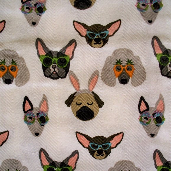 Whimsical Kitchen Towel Set 2 Pc. Dogs Pups in Spring Easter Hats Glasses - Picture 4 of 4